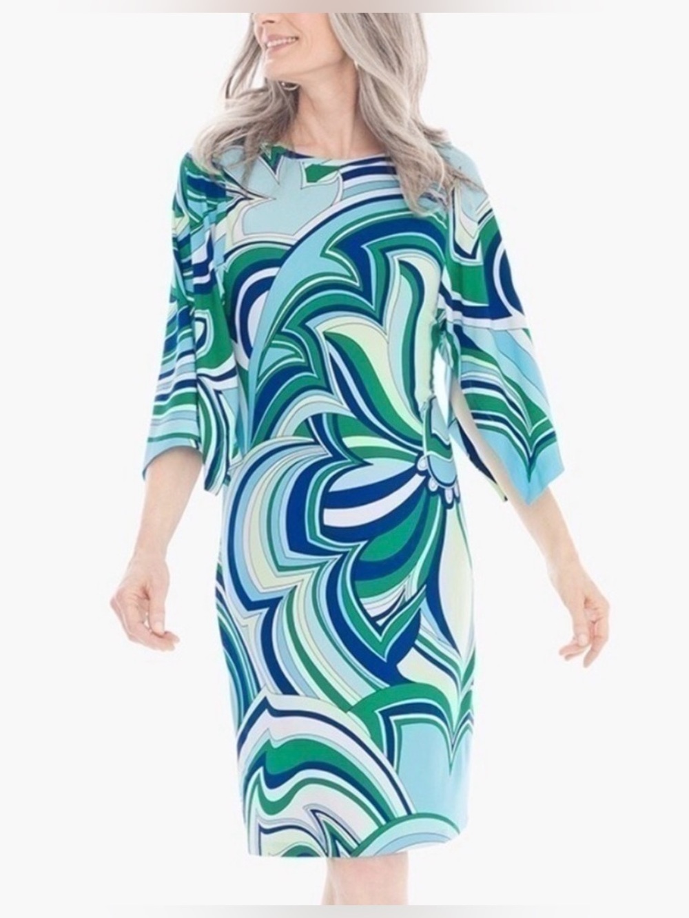CHICO’S Pucci Style Geometric Floral Dress-(Size: 0, Small)